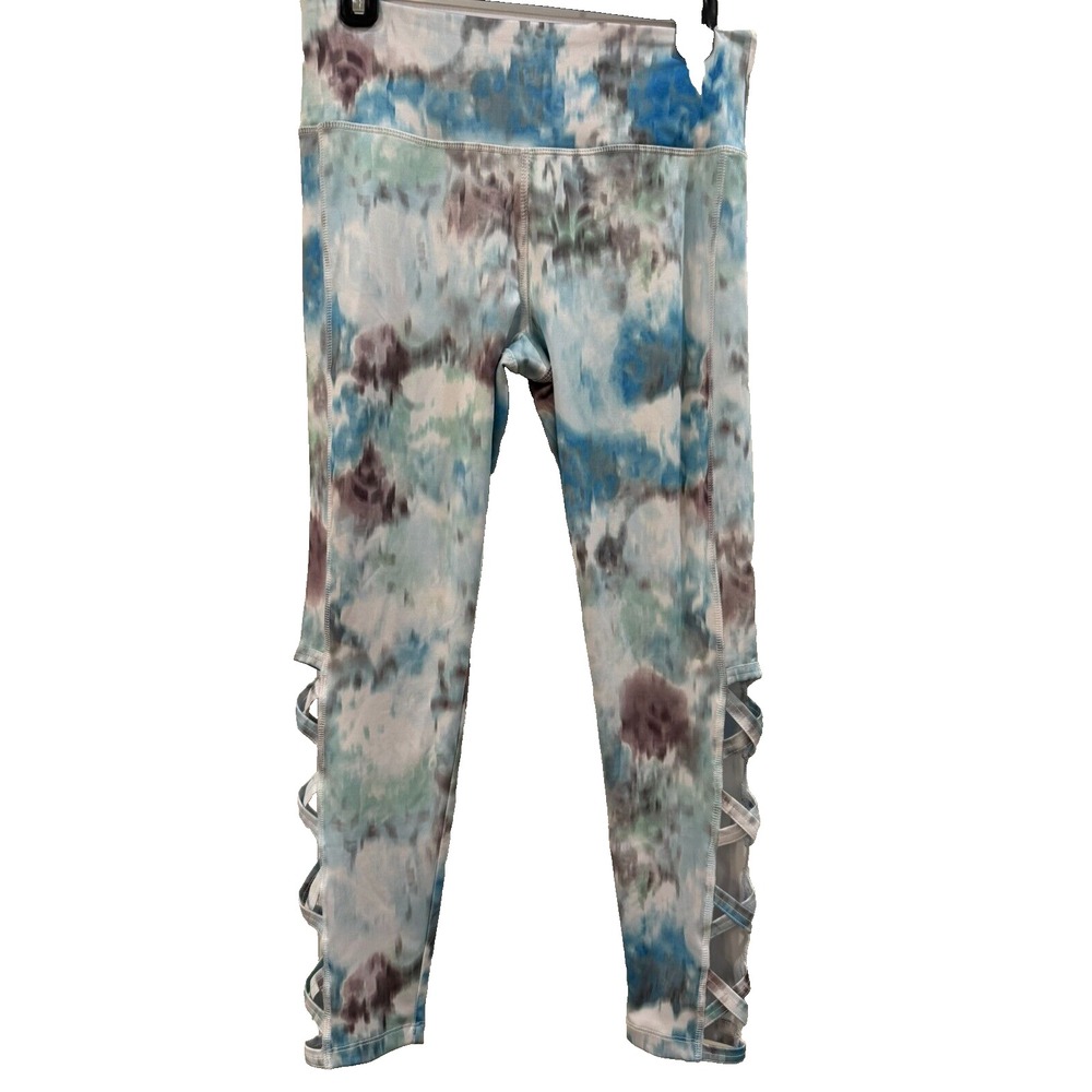 Vogo Athletica Leggings‎ Yoga Pants Blue Green Crop Ankle Length Size Medium